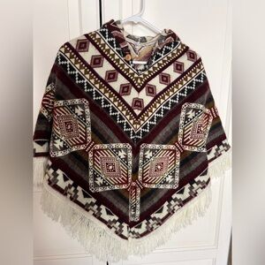 Kids Poncho with Fringe and Hood Size 6